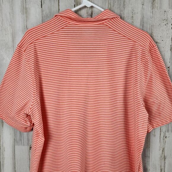 Lands' End Striped Polo Shirt Orange White Size Large - Picture 7 of 8
